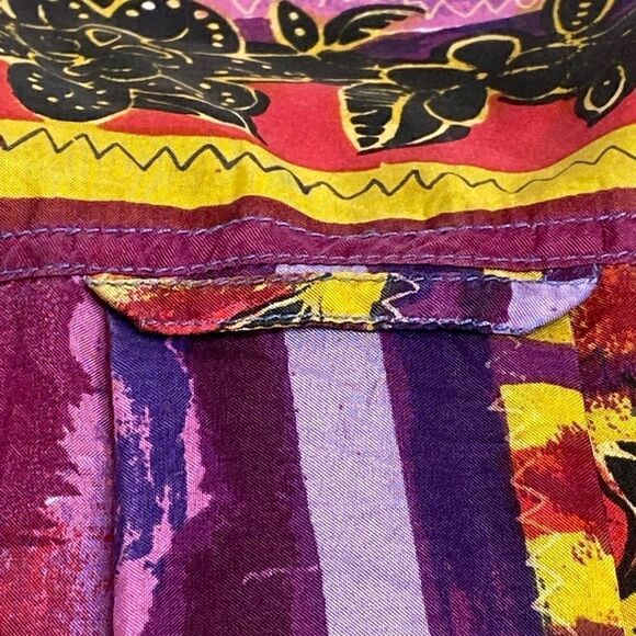 Vintage 90’s silk abstract print short sleeve button up shirt size S - Picture 13 of 16